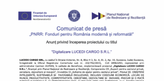 Comunicat de presa PNRR Digitalizare LUCEDI CARGO S.R.L